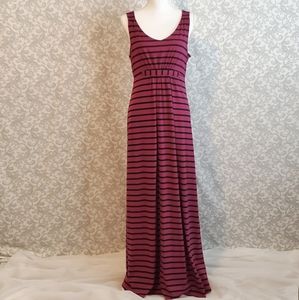 Purple & Black Striped Maxi Dress
